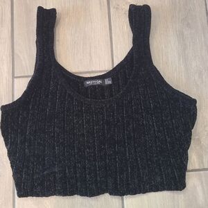 Nasty Gal black chenille crop tank